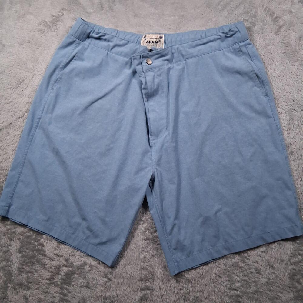 Reyn Spooner Aloha Shorts Mens 38 (Fits 34) Blue Microfiber Chino Casual Summer